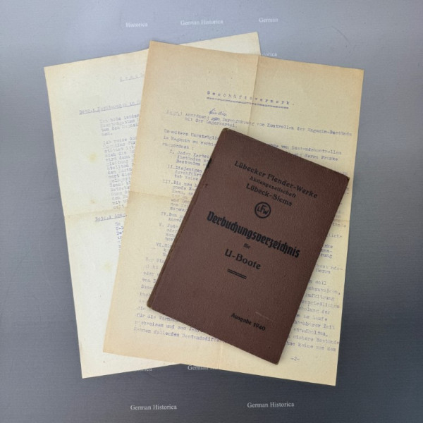 U-Boot VII C Kriegsmarine Verbuchungsverzeichnis für Arbeitsvorbereitung Neubau Flender Werke