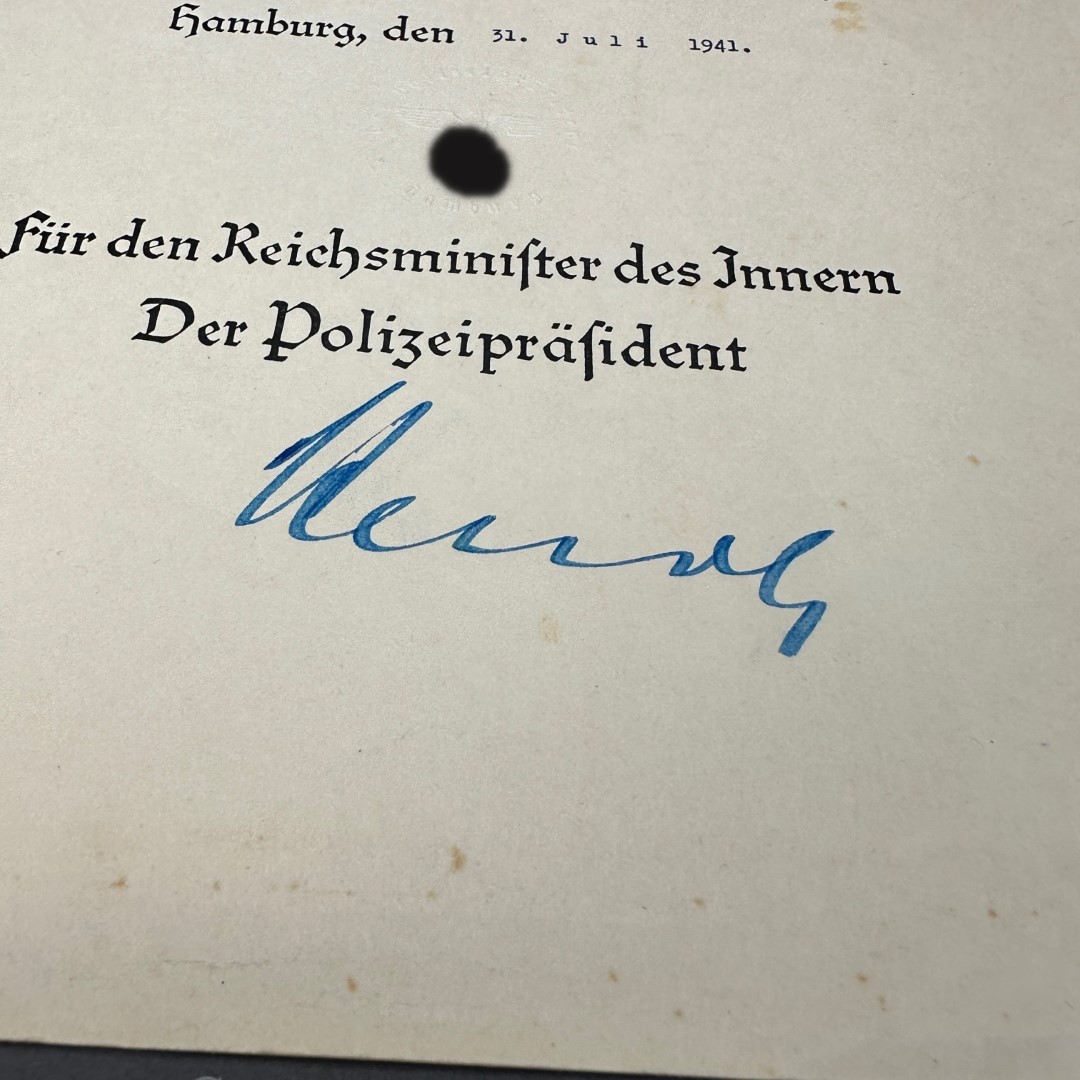 Unterschrift Hans Julius Kehrl SS Brigadeführer u. Polizeipräsident Hamburg